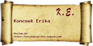 Koncsek Erika névjegykártya